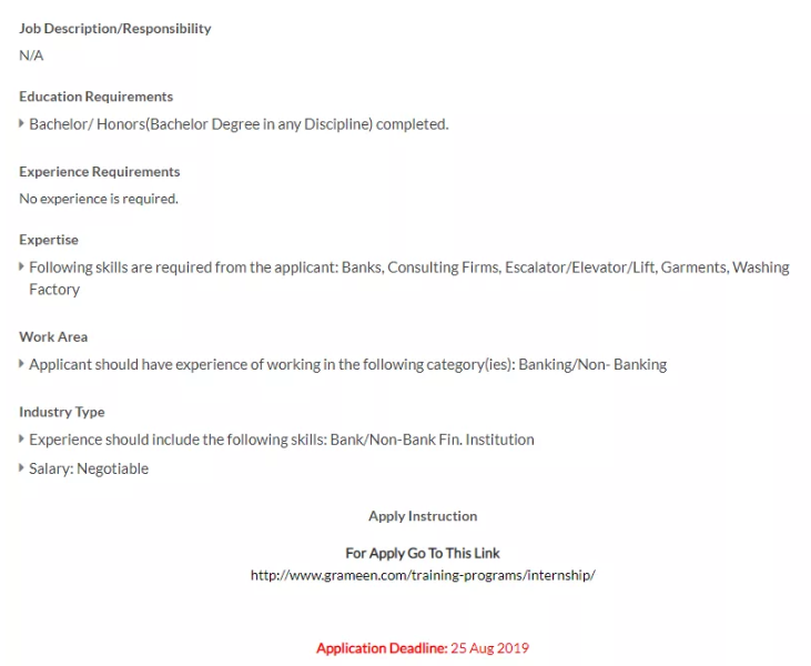 Grameen Bank Job Circular august 2019